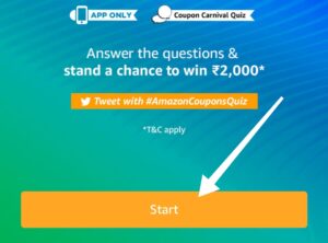 Amazon Coupon Carnival Quiz and Win ₹2000