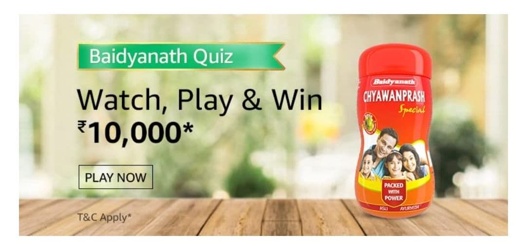 Amazon Baidyanath Quiz Banner paly and win Rs. 10,000 Amazon Pay Balance