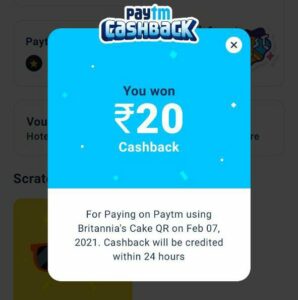 paytm rs 20 cashback scratch card