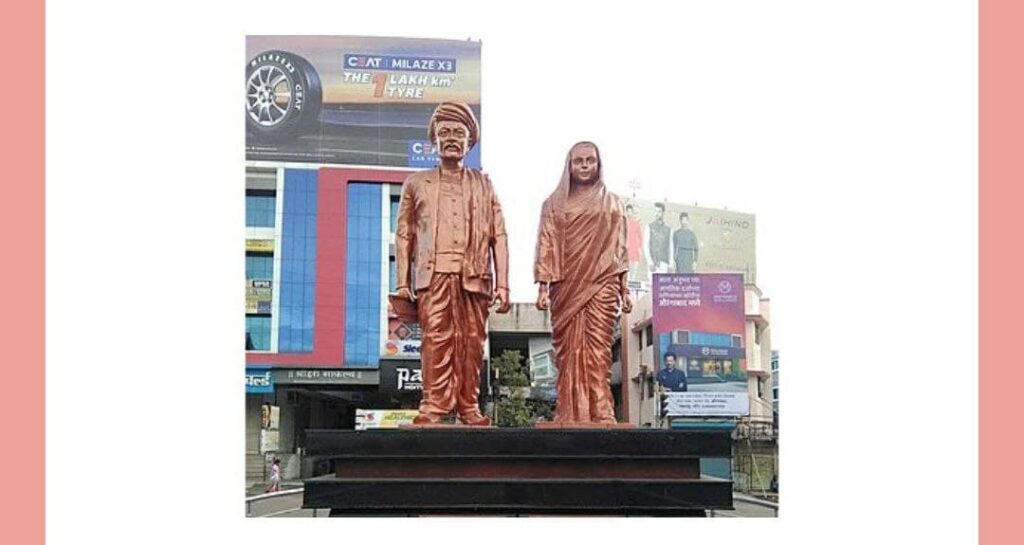 This statue shows the famous couple Savitribai and Jyotirao Phule who famously opened a girl's school in which city in 1848
