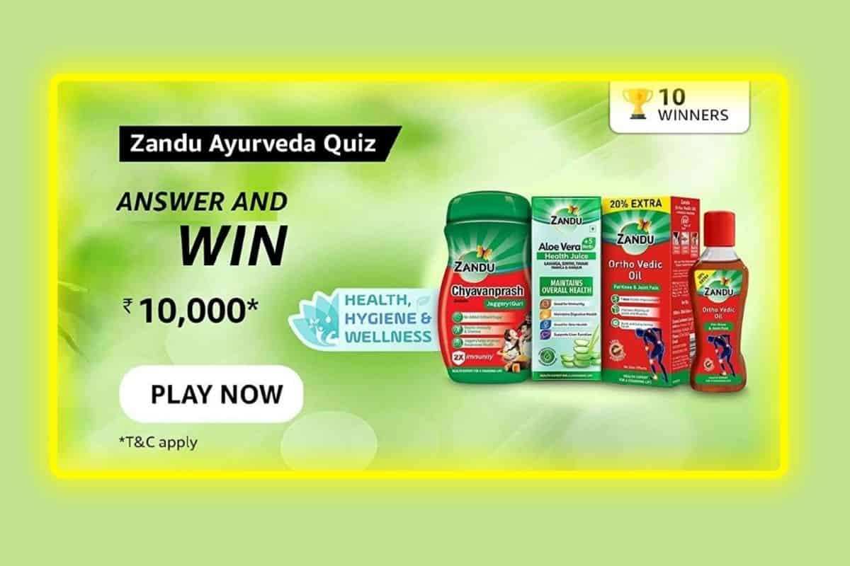 Amazon Zandu Ayurveda Quiz answers