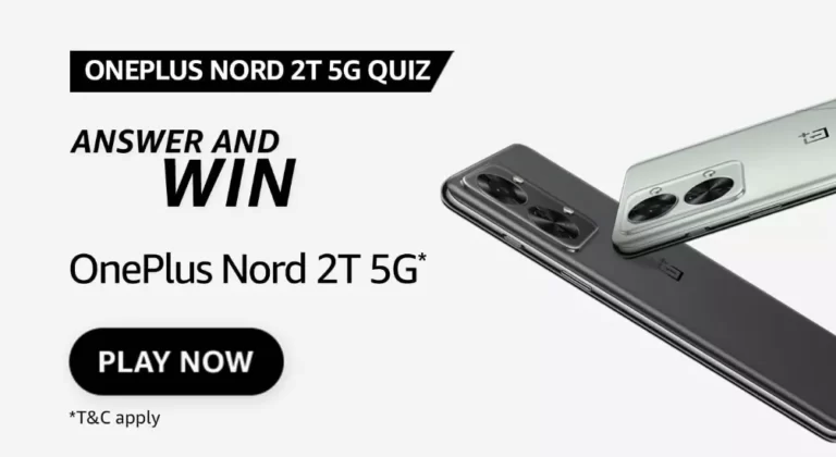 Amazon OnePlus Nord 2T 5G Quiz Banner